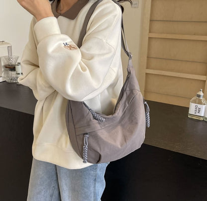 👜Women's Fashion Plain Color Nylon Crossbody Hobo Bag