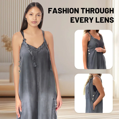 💕Women's Loose Wide-Leg Jumpsuit with Pockets