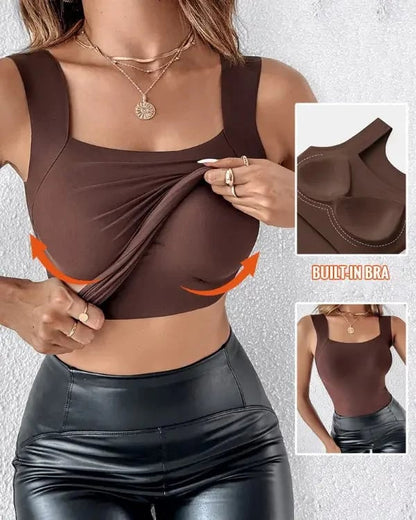 🔥💐Women's U Neck Thermal Tank Tops with Built-In Bra