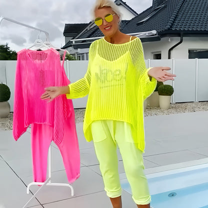 🌸Women's Letter Print Jumpsuit + Hollow Smock Leisure Suit