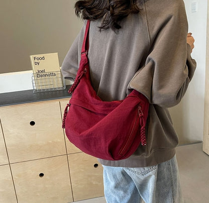 👜Women's Fashion Plain Color Nylon Crossbody Hobo Bag
