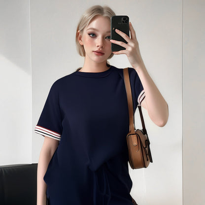 💖Side Stripe Short Sleeve T-Shirt & Wide Leg Joggers Set