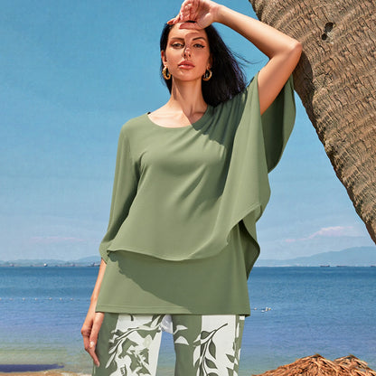 💖Women’s Printed Pants and Crew Neck Top Set