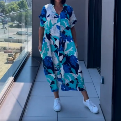 👗Women's Casual Elegant Printed V-Neck Dress