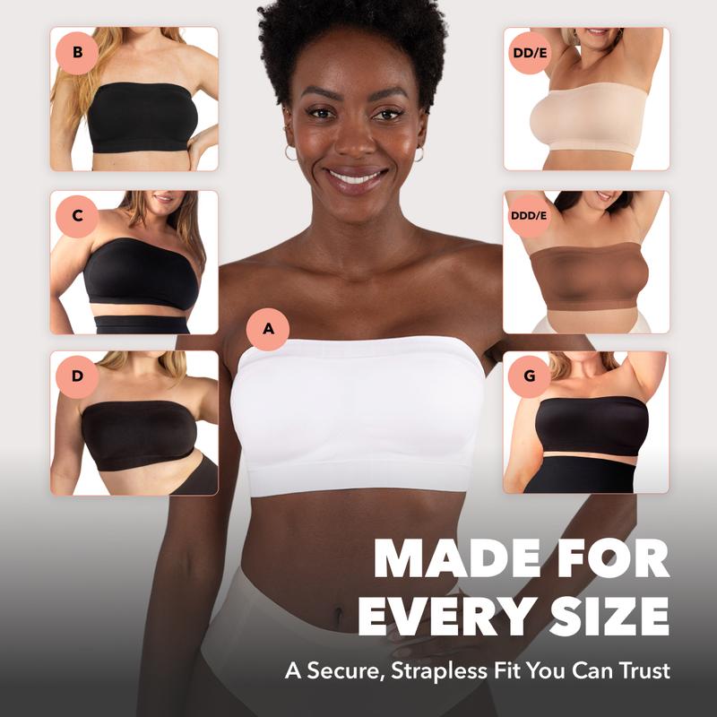 🤎Convertible Strapless Bandeau Bra with Wireless Comfort, Anti-Slip Grip & Removable Straps