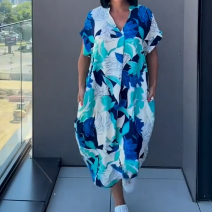 👗Women's Casual Elegant Printed V-Neck Dress