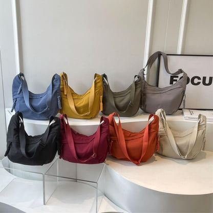 👜Women's Fashion Plain Color Nylon Crossbody Hobo Bag