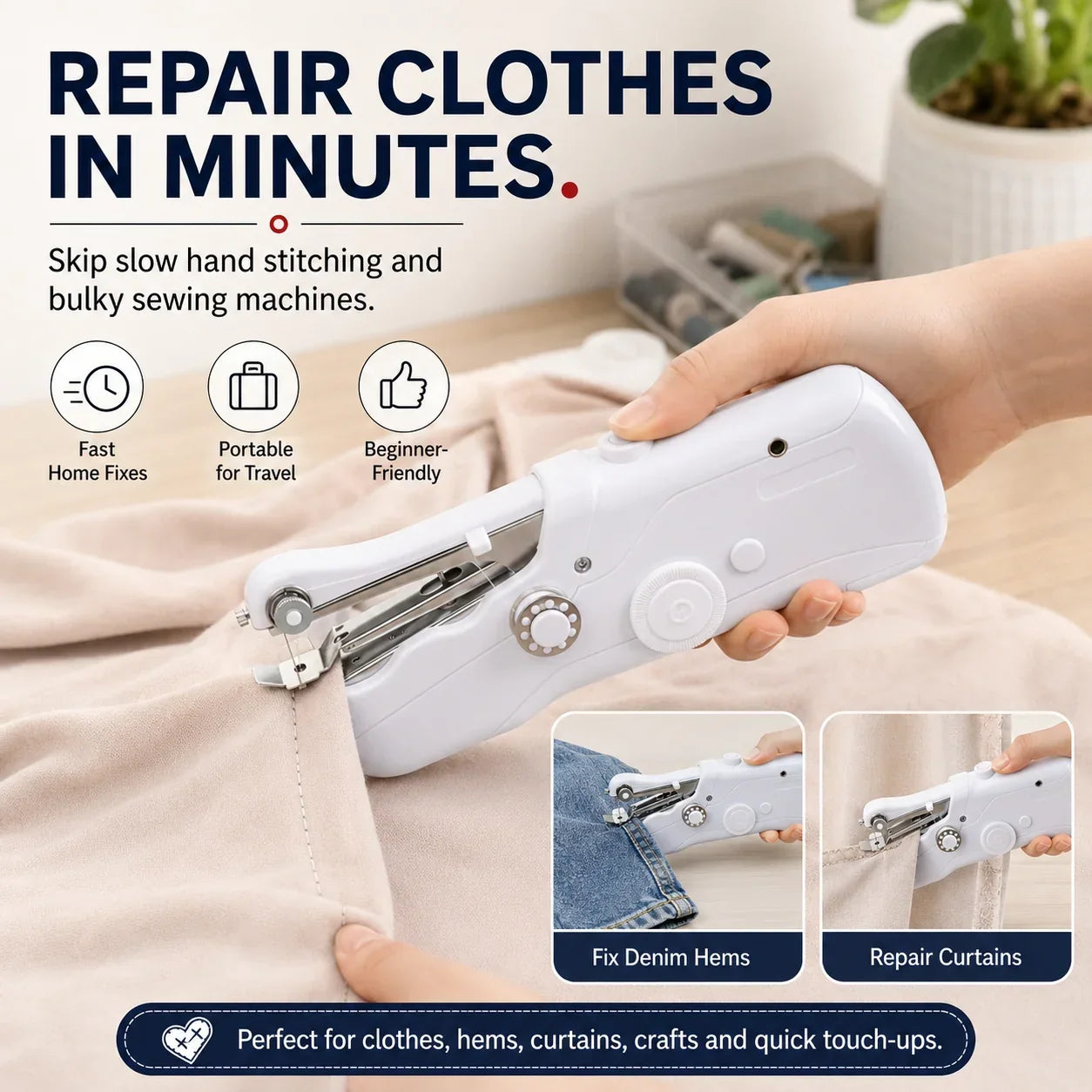 🧵 Mini Electric Sewing Machine – Lightweight, Portable & Easy to Use! ✨