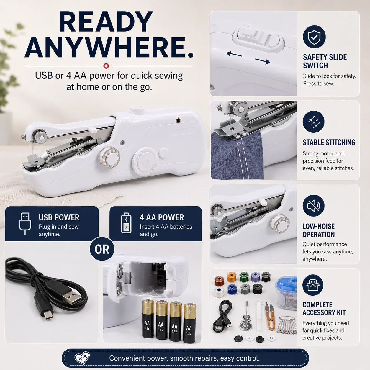 🧵 Mini Electric Sewing Machine – Lightweight, Portable & Easy to Use! ✨