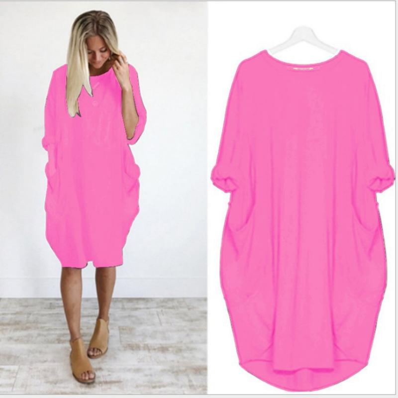 🎉Hot sale💝 Women Casual Loose Pocket Long Sleeves Dress