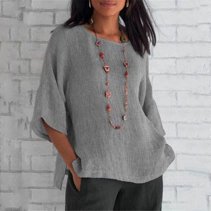 🔥Fashion Solid Color Cotton Linen Top