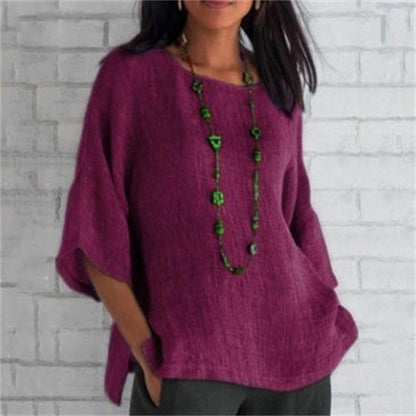 🔥Fashion Solid Color Cotton Linen Top