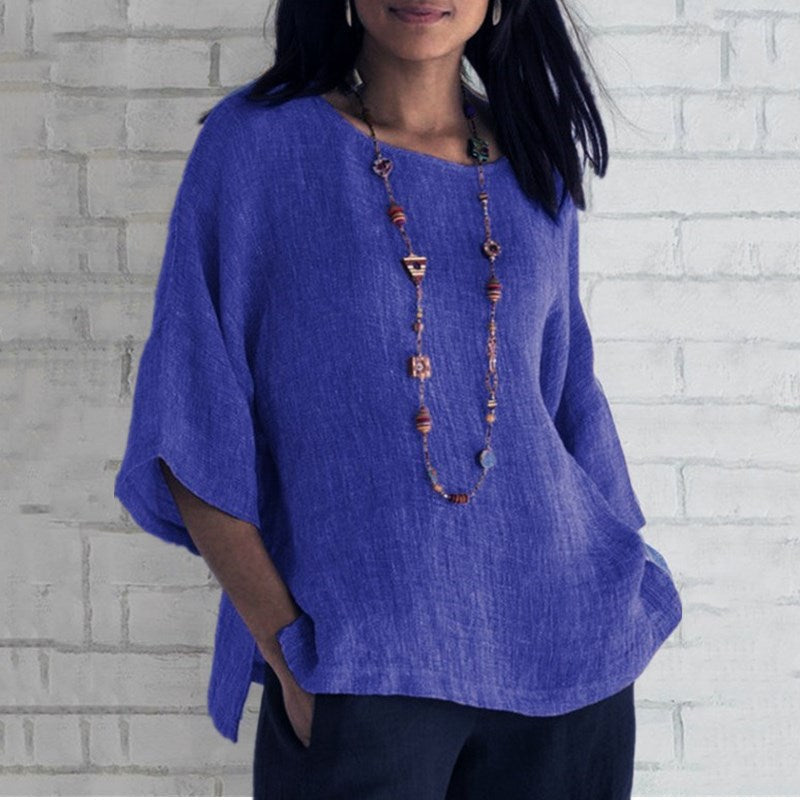 🔥Fashion Solid Color Cotton Linen Top