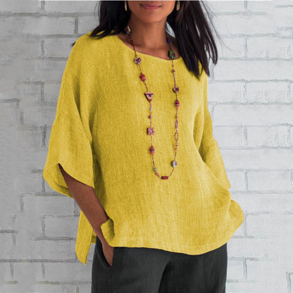 🔥Fashion Solid Color Cotton Linen Top