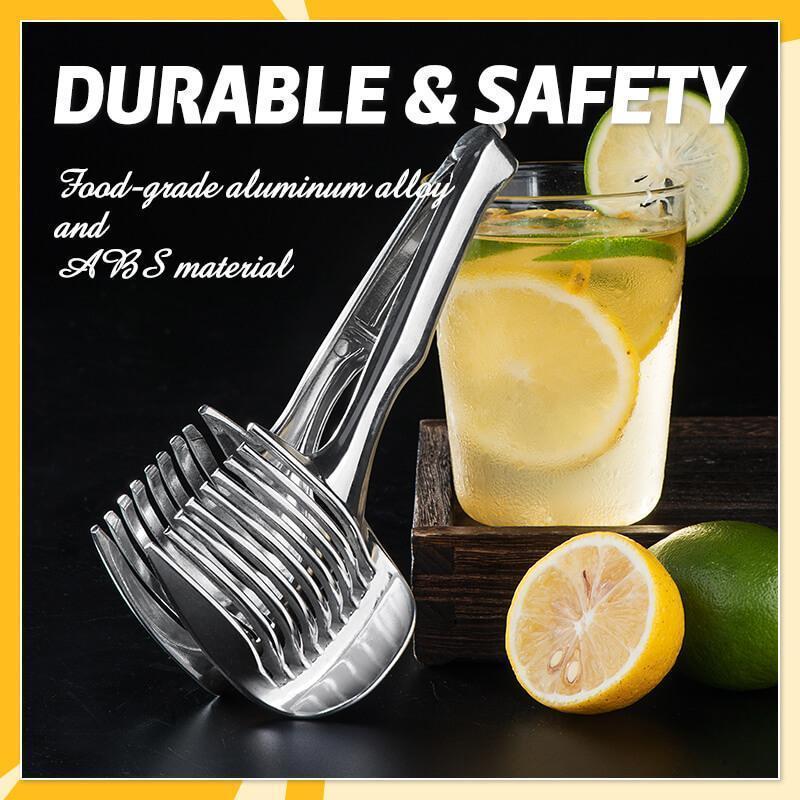 🍋Creative Kitchen Slice Cutting Tool, Food‑Grade Aluminum Alloy Hand‑Held Slicer, Quick Slicing Holder for Lemon, Tomato, Onion & Soft Fruits Vegetables