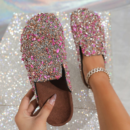 💕Women's Comfortable Casual Sequin Cork Slippers