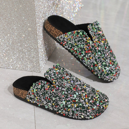 💕Women's Comfortable Casual Sequin Cork Slippers