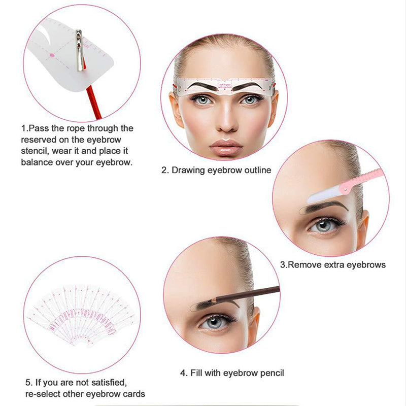 12PCS Eyebrow Stencil Kit with Headband