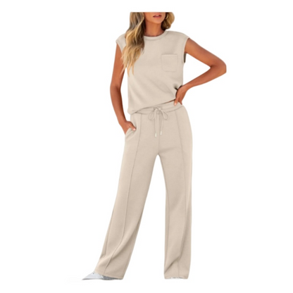 💖Women's Casual Sleeveless Top and Drawstring Pants 2-Piece Set