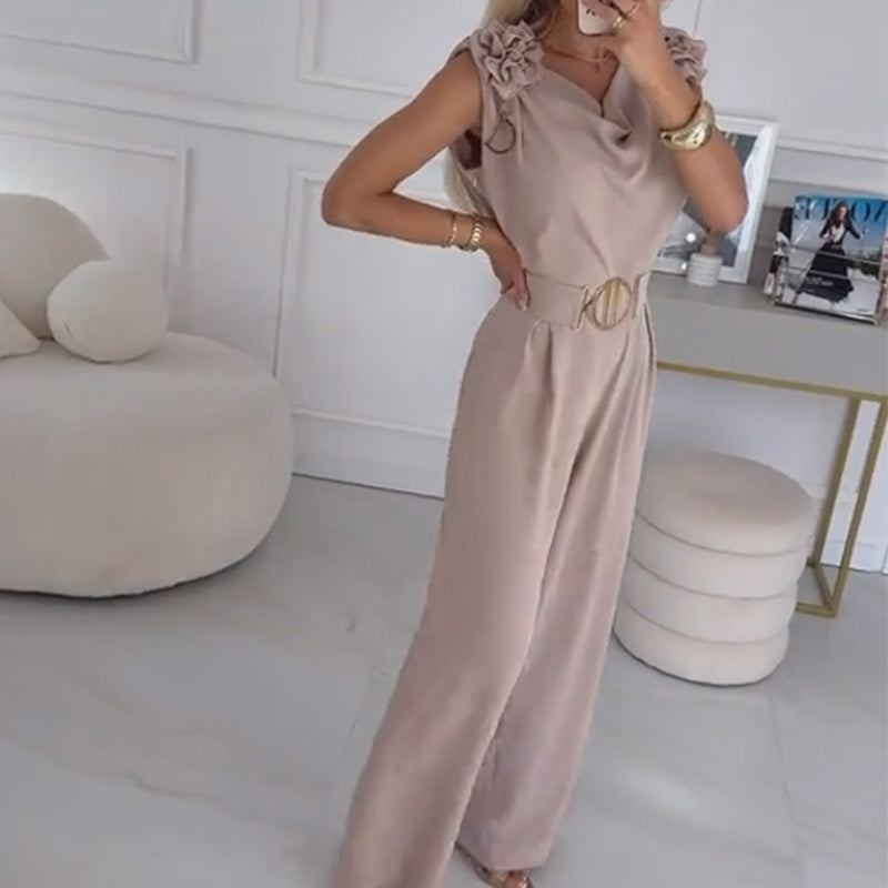 🔥Women's Floral-Embellished Sleeveless Jumpsuit