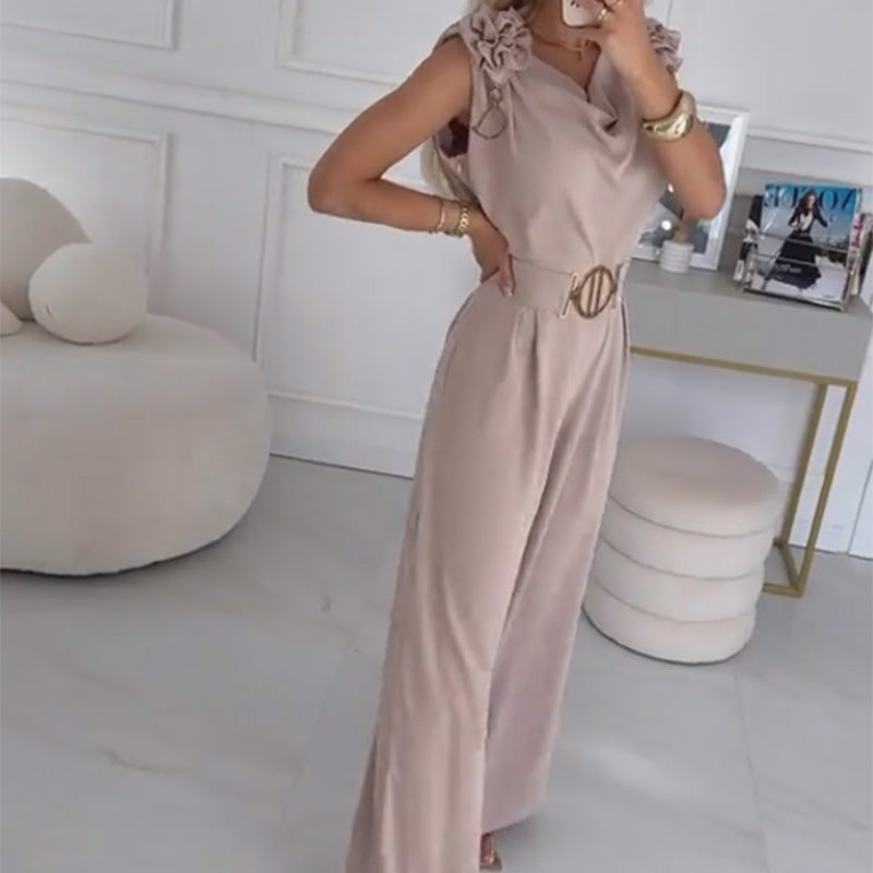🔥Women's Floral-Embellished Sleeveless Jumpsuit
