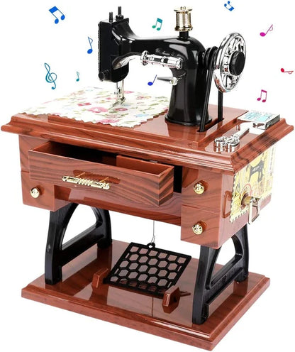Wood Mini Sewing Machine Music Box