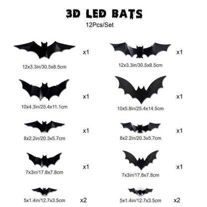 🦇 Halloween Decoration: 3D LED Bat-Shaped Wall Light