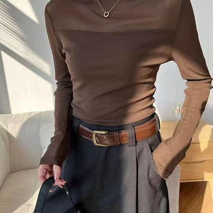 🎉Women's Sparkle Mesh Sheer Long Sleeve Ruched Top