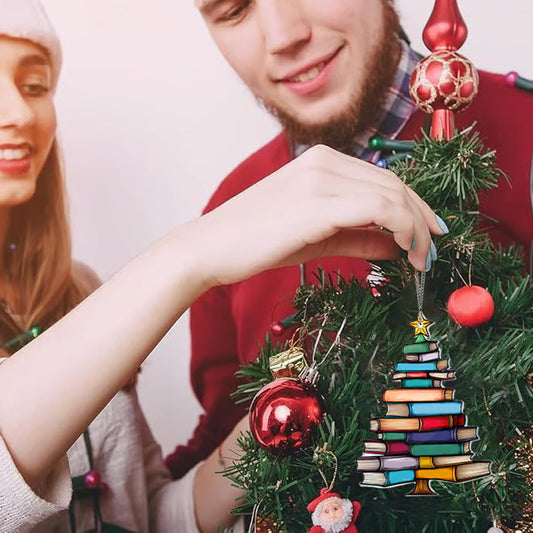 Book Stack Christmas Tree Suncatcher