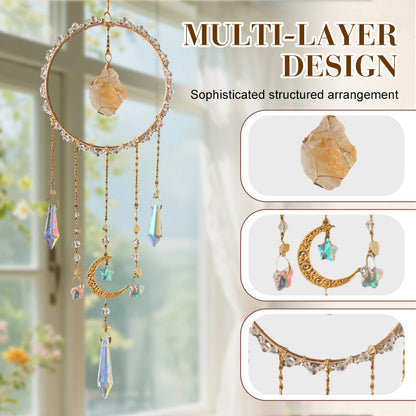 Iridescent Glass Chip Ring Wind Chime