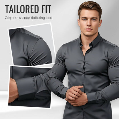 🔥High Quality Men's Four Seasons Solid Color Lapel Long Sleeve Button Shirt