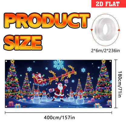 🎇🚪UV Activated Christmas Garage Door Cover Banner, Glows in Dark🔥🎉