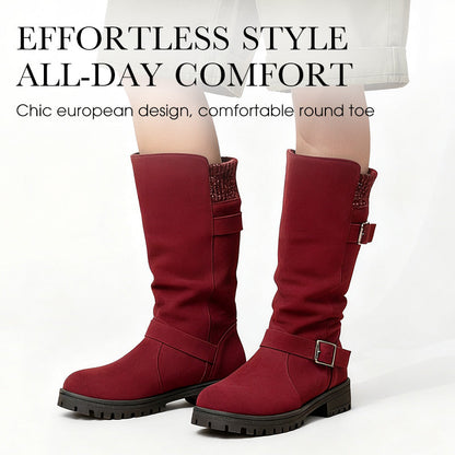 👢 Pull On & Go | Women's Slouchy Faux Suede Mid-Calf Boots
