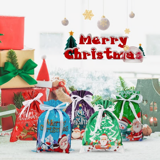 Christmas Drawstring Gift Bags
