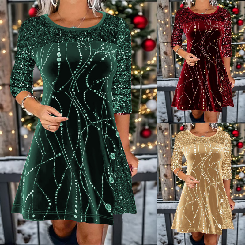 👗 Elegant Sequin A-Line Dress - Stunning Shimmer & Perfect Fit, Ideal for Parties and Galas ✨