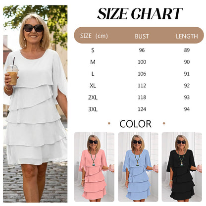 Women's Elegant Layered Ruffle Sleeve Dress