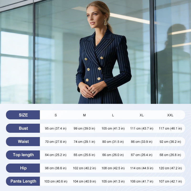 💞50K+ SOLD!🍂Women's Pinstripe Double-Breasted Suit Set