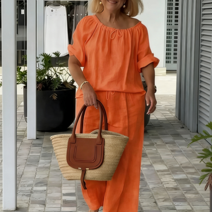 Women's Drawstring Top & Pants 2-Piece Set – Relaxed Fit, Comfortable & Perfect for Lounging or Everyday Style 🌸
