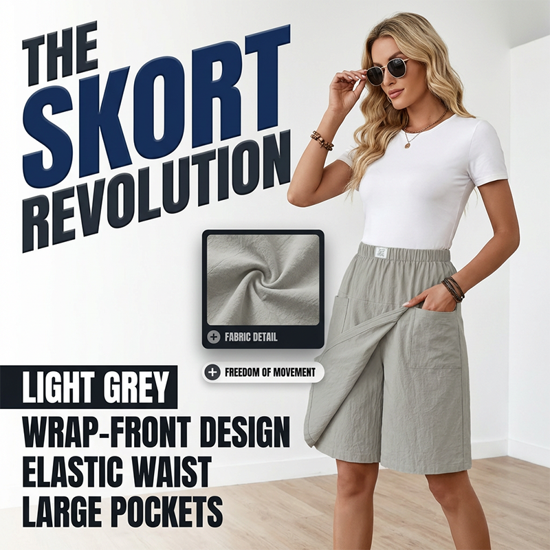 🔥Women's Casual Elastic Waist Wrap Skort