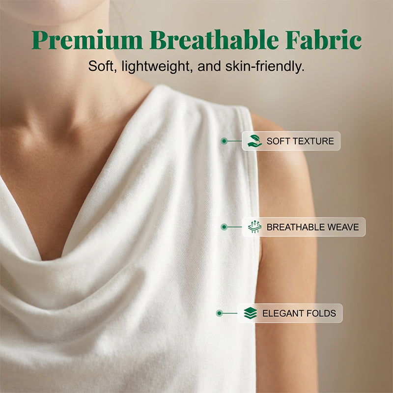 👗 Elegant Slim Fit Cowl Neck Dress – Sleeveless, Side Pockets, Versatile ✨