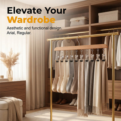Multi-Clip Wooden Hanger for Closet Organization👔