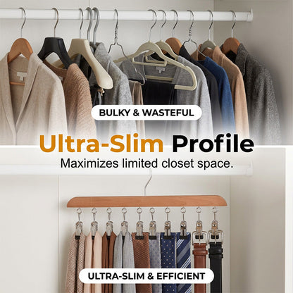 Multi-Clip Wooden Hanger for Closet Organization👔