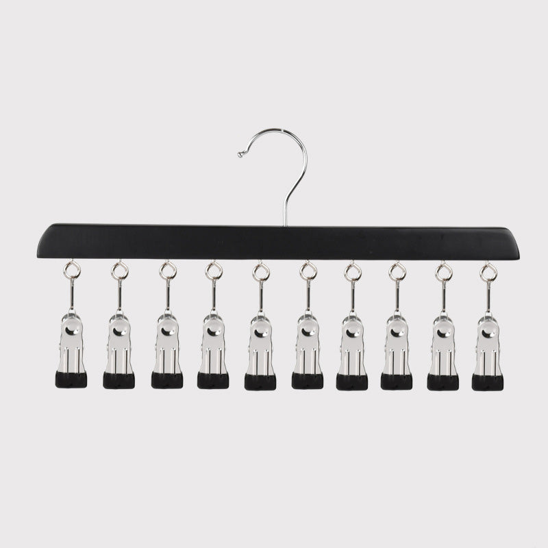 Multi-Clip Wooden Hanger for Closet Organization👔