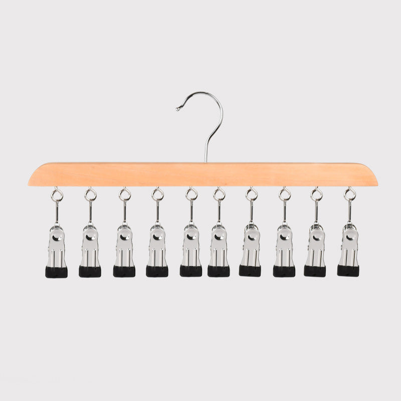Multi-Clip Wooden Hanger for Closet Organization👔