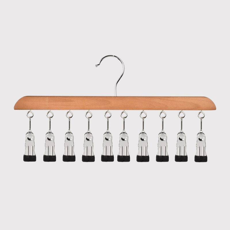 Multi-Clip Wooden Hanger for Closet Organization👔