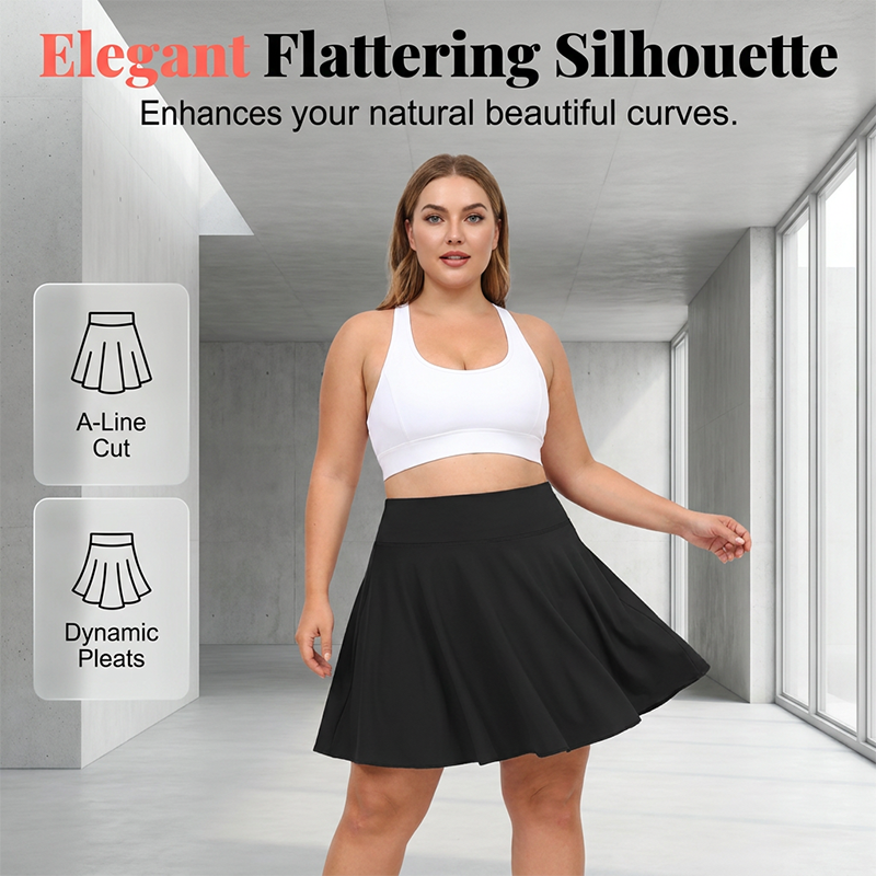 Women's High Waisted Plus Size Tennis Skirt with Pockets