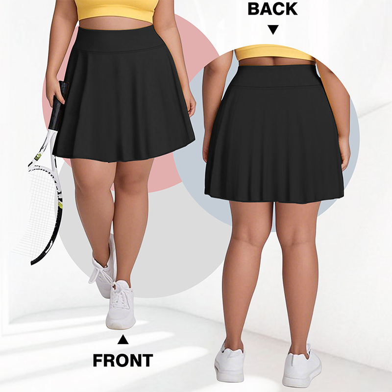 Women's High Waisted Plus Size Tennis Skirt with Pockets