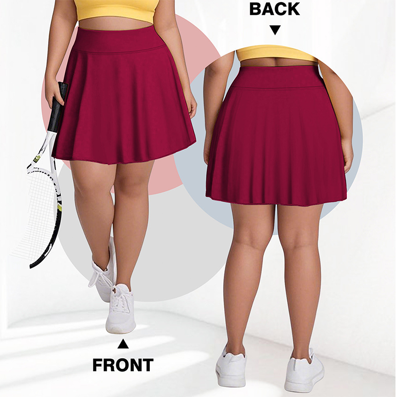 Women's High Waisted Plus Size Tennis Skirt with Pockets