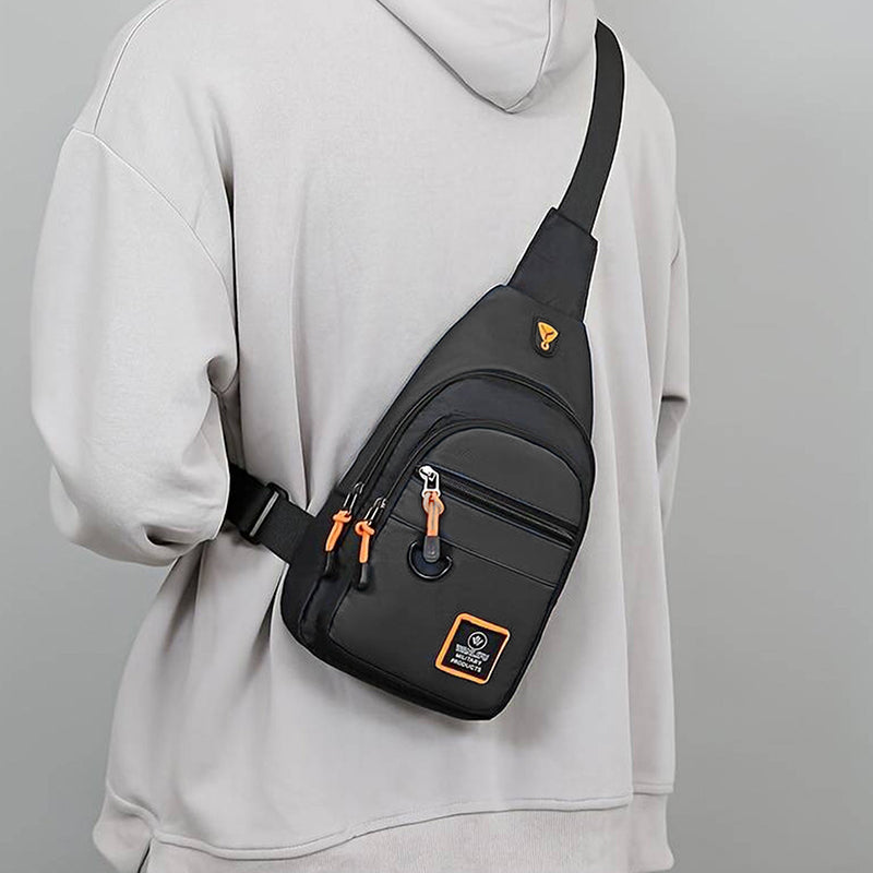 🎒✨ Waterproof Multi-pocket Crossbody Sling Bag – Organized Storage, Adjustable Strap, Headphone Jack 🌧️