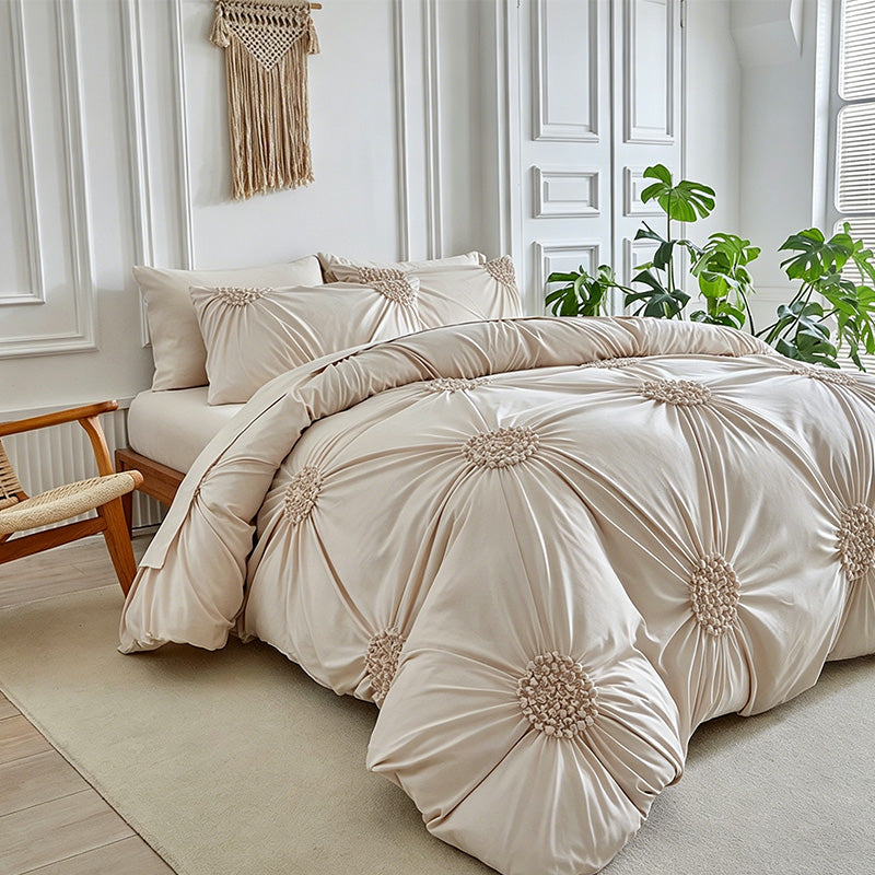 🛏️ ☁️Elegant Pinch Pleat Duvet Cover Set